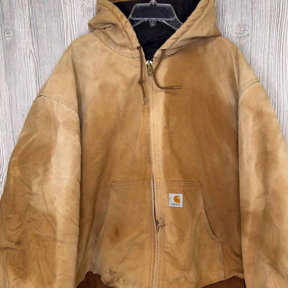 Carhartt Jacket Men's 2XL Tan 125th Anniversary Hooded Quilted J140 USA Workwear